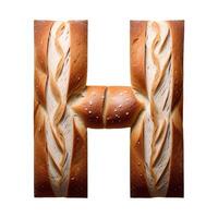 Bread typography text design uppercase alphabet H, AI Generative photo