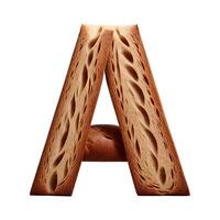 Bread typography text design uppercase alphabet A, AI Generative photo