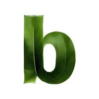 Green leaf typography text design lowercase alphabet b, AI Generative photo