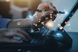 Digital transformation technology strategy, IoT, internet of things. transformation of ideas and the adoption of technology in business in the digital age, enhancing global business capabilities. Ai photo