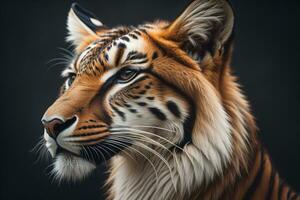 Portrait of a tiger on a solid color background. Close-up. ai generative photo