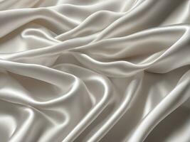 White satin silk soft fluttering fabric background, generative AI photo