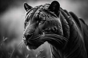 Black and white portrait of a tiger Panthera tigris. generative ai photo