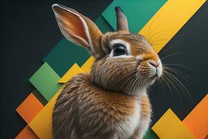 Easter bunny on a solid color background. ai generative photo