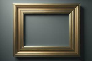 Glass picture frame on a solid color background. ai generative photo