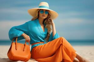 Happy woman on the beach photo