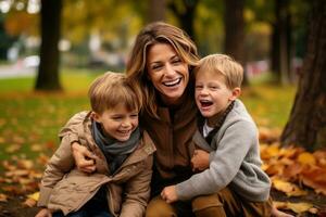 Happy family in the park photo