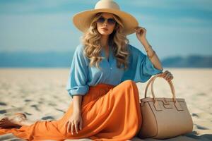 Happy woman on the beach photo