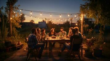 People in picnic in garden photo