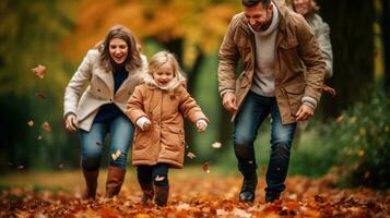 Happy family in the park photo