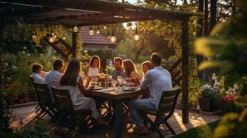 People in picnic in garden photo