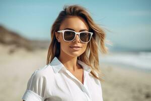 Happy woman on the beach photo