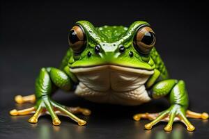 European tree frog, Hyla arborea isolated on solid colour background. ai generative photo