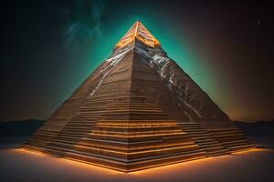 Creative and colorful pyramid on a solid color background. ai generative photo