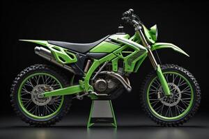 a powerful motorcycle on a black background with shadow. photo