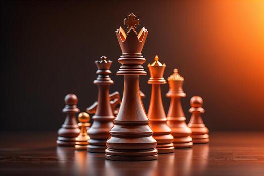 Different chess piece on a solid color background. ai generative photo