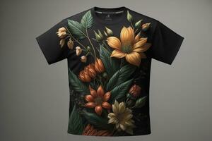 Colorful t-shirts in front of dark background. ai generative photo