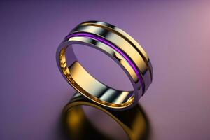 Wedding ring on a solid color background. Jewelry. ai generative photo