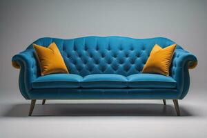 A creative, colourful, and stylish sofa in the interior, AI generated photo