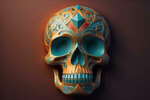 Day of the Dead sugar skull. Mexican sugar skull. ai generative photo