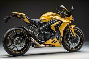 Modern powerful sports motorcycle on a colorful background. ai generative photo