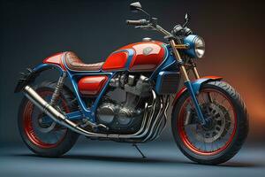 Modern powerful sports motorcycle on a colorful background. ai generative photo