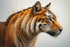Portrait of a tiger on a solid color background. Close-up. ai generative photo