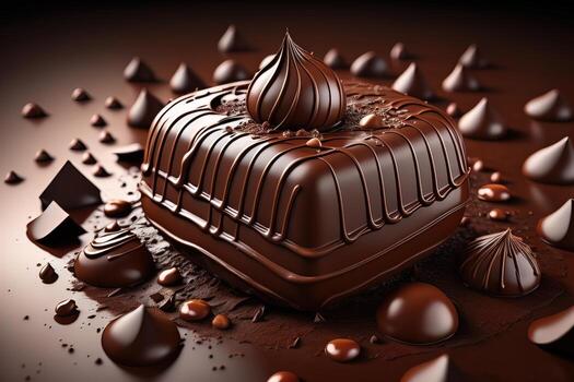 Chocolate truffles on a dark background. ai generative photo