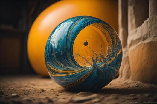 Closeup of a colourful ball. ai generative photo