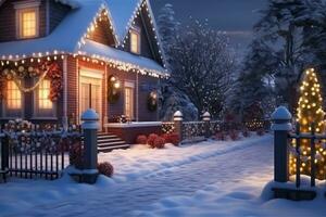 Magic Christmas winter house photo