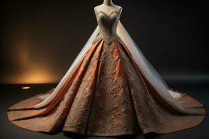 Wedding dress on a mannequin. ai generative photo