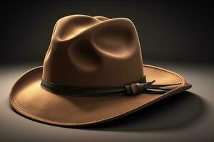 Cowboy hat on a wooden table. ai generative photo