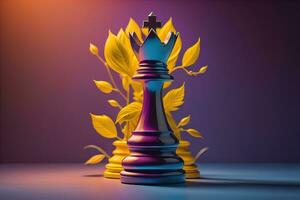 Chess king on a solid color background. ai generative photo