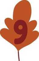 Number 9 tree leaf for decoration and design. vector