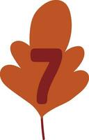 Number 7 tree leaf for decoration and design. vector