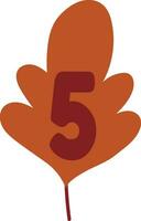 Number 5 tree leaf for decoration and design. vector