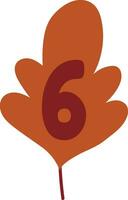 Number 6 tree leaf for decoration and design. vector