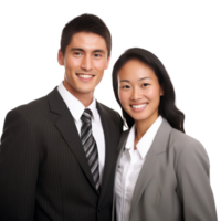 Happy multi ethnic business couple isolated png