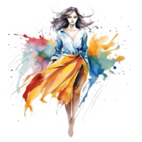 Watercolor fashion illustration isolated png