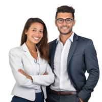 Happy multi ethnic business couple isolated png