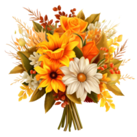 Autumn flowers bouquet isolated png