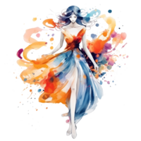 Watercolor fashion illustration isolated png