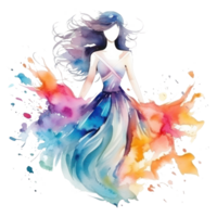 Watercolor fashion illustration isolated png