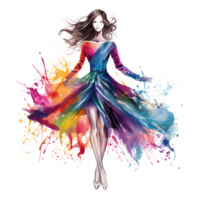 Watercolor fashion illustration isolated png