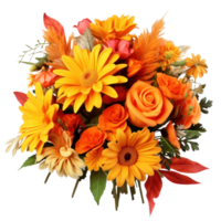 Autumn flowers bouquet isolated png