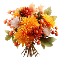 Autumn flowers bouquet isolated png