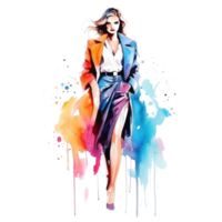 Watercolor fashion illustration isolated png