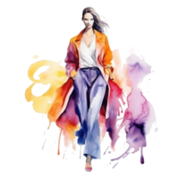 Watercolor fashion illustration isolated png