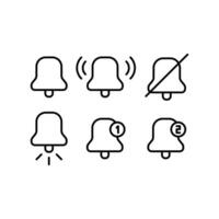 Notification bell icon set. Incoming inbox message. New message notofication icons collection. Ringing bell and notification for clock and smartphone, alarm alert. Vector Illustration,