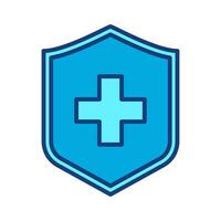 Immune system icon. Medical cross on shield. illustration isolated on white background vector